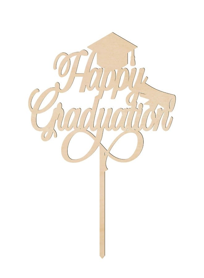 Cliths Happy Graduation Cake Topper - Wooden Graduation Cake Decoration, Party Supplies for College & School Graduation, Congrats Celebration, 6.77 x 6 Inch - Image 5